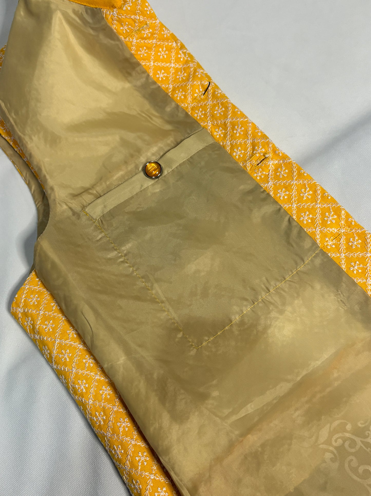 Mustard Yellow Geometric Print Modi Jacket