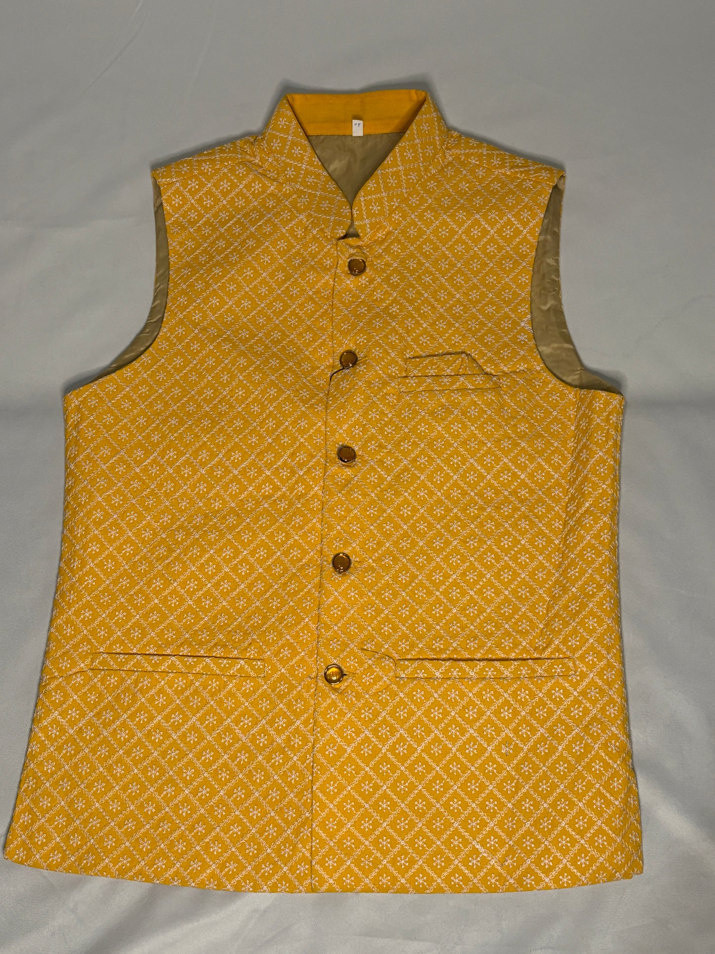 Mustard Yellow Geometric Print Modi Jacket