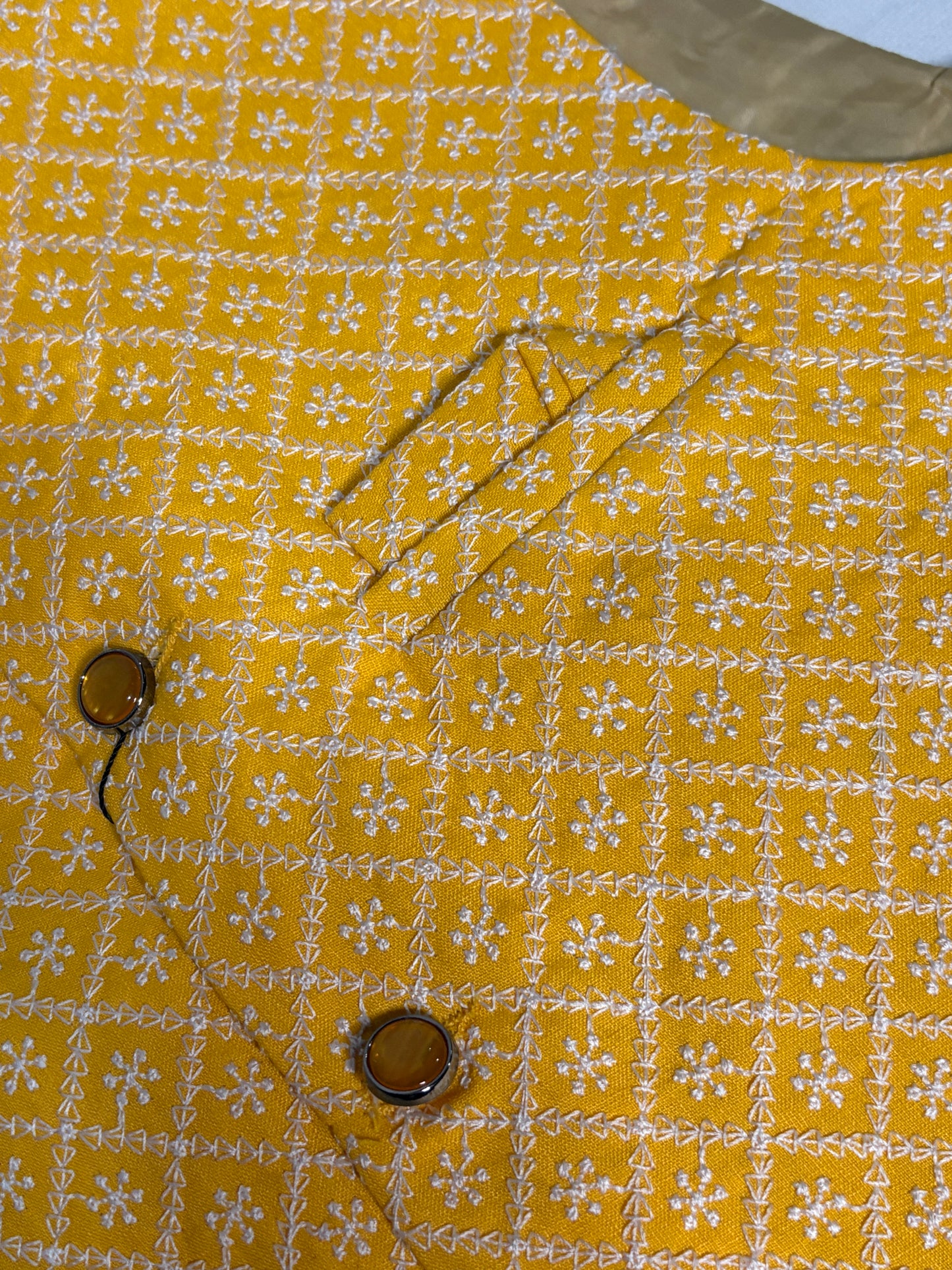 Mustard Yellow Geometric Print Modi Jacket