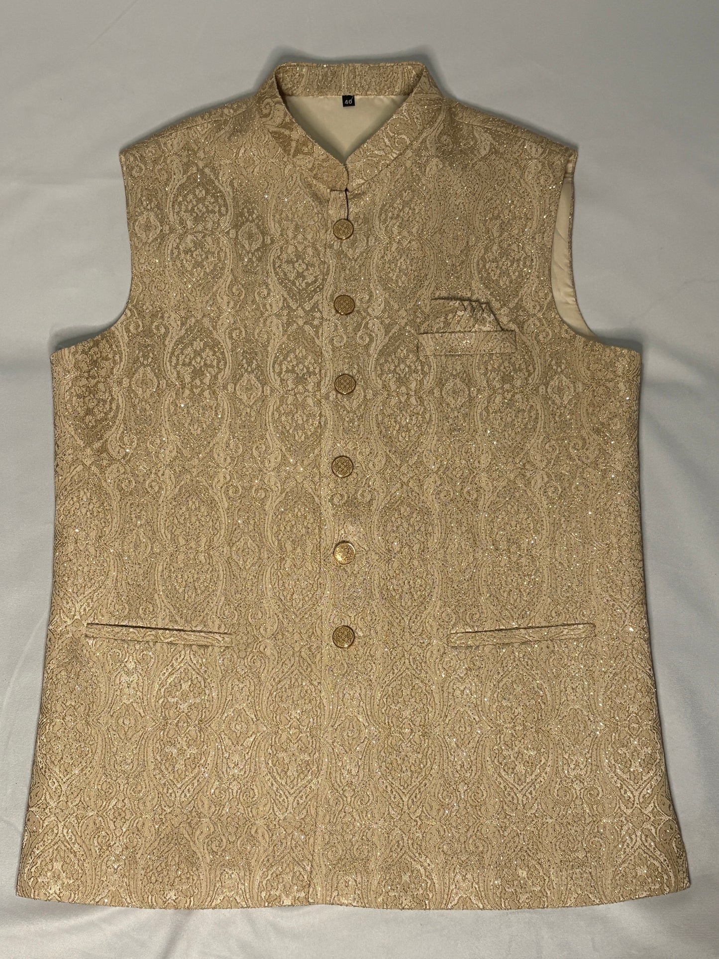 Golden Beige Brocade Regal Modi Jacket