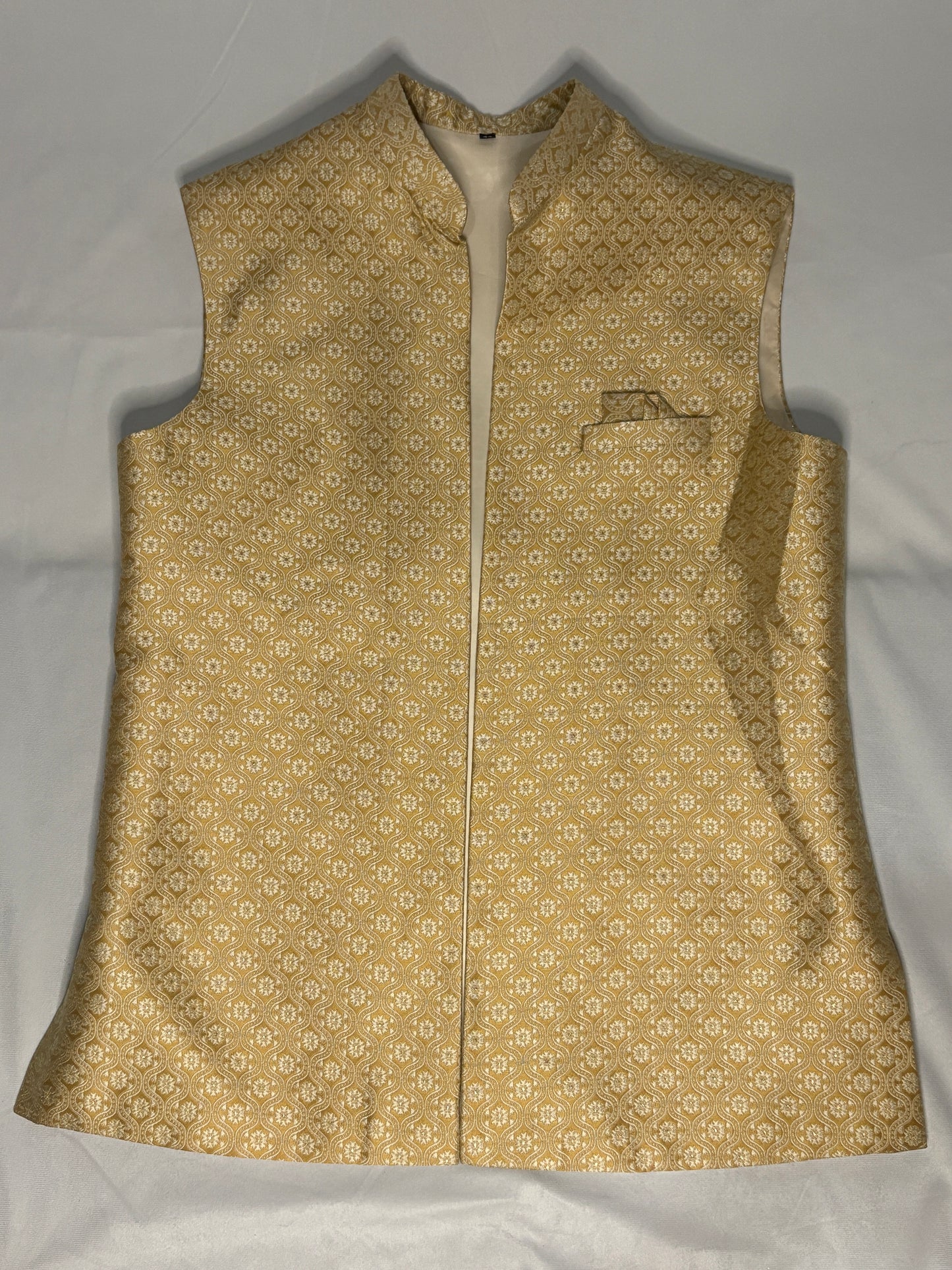 Sherwani Gold Floral Brocade Modi Jacket