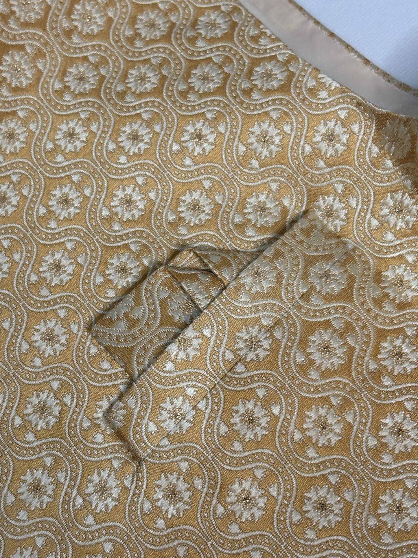 Sherwani Gold Floral Brocade Modi Jacket