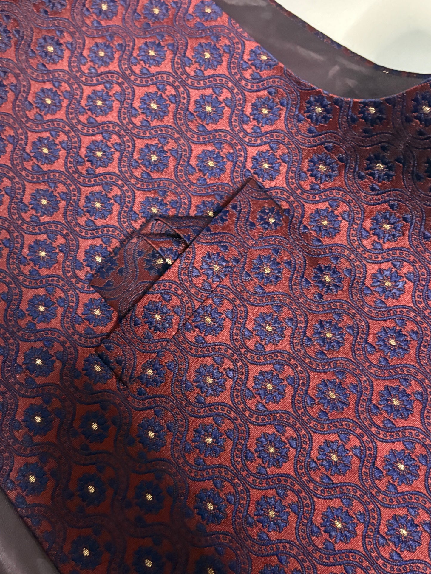 Burgundy Blue  Floral Silk Modi Jacket