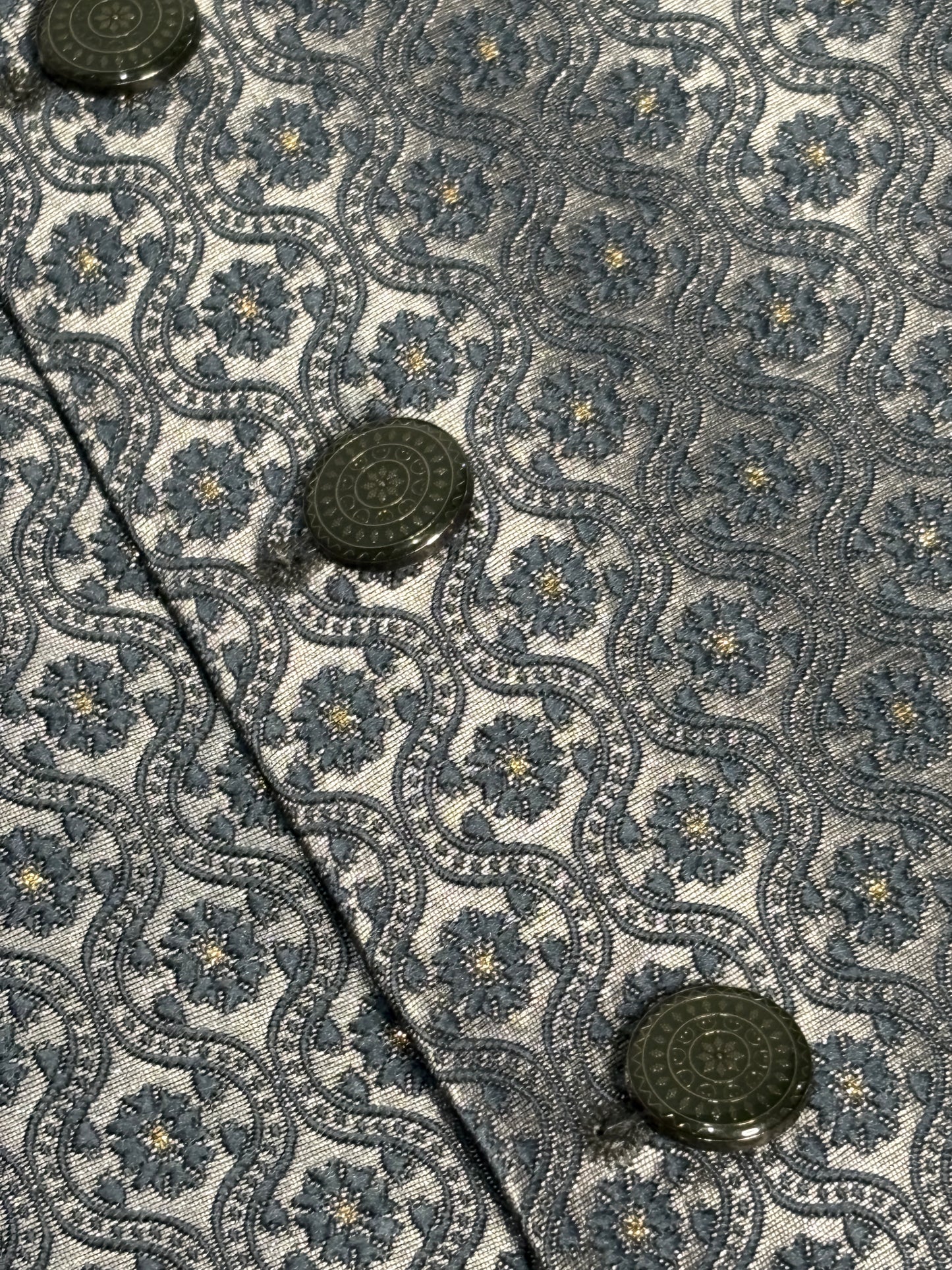 Metallic Blue Floral Grid Modi Jacket