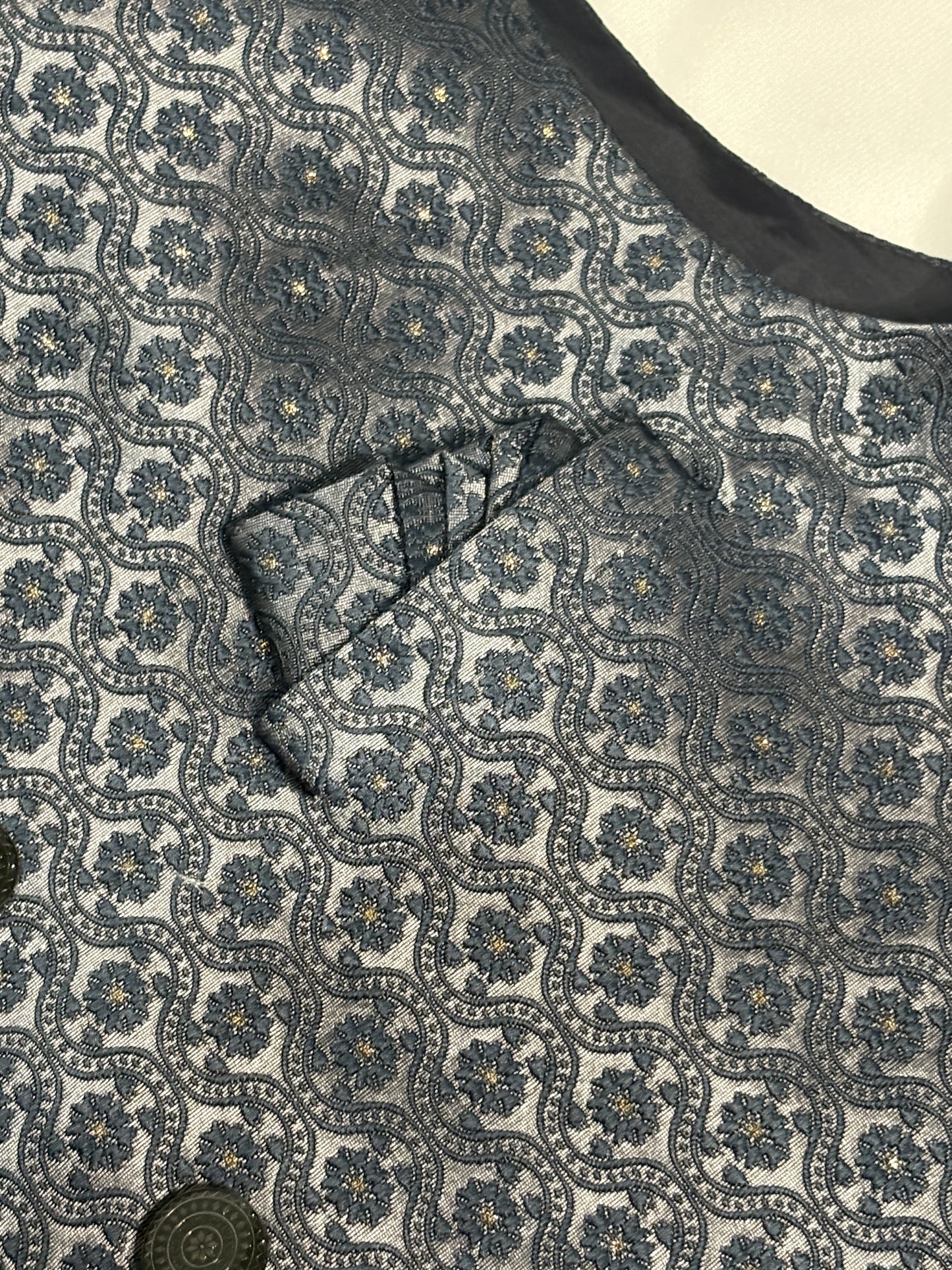 Metallic Blue Floral Grid Modi Jacket