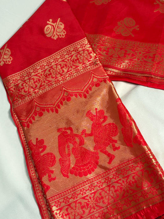 Banarsi jacquard Peacock Woven Dupatta
