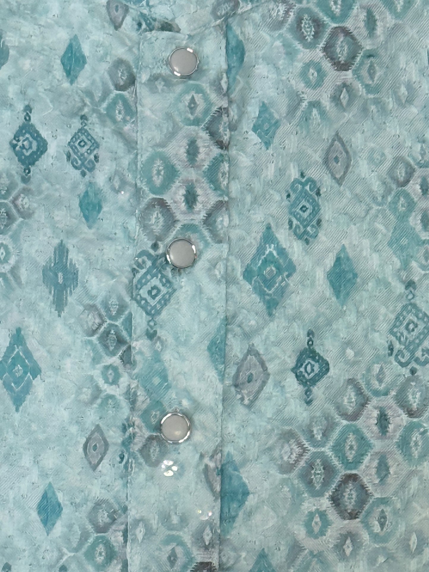 Light Blue Geometric Cotton Kurta Pajama Set