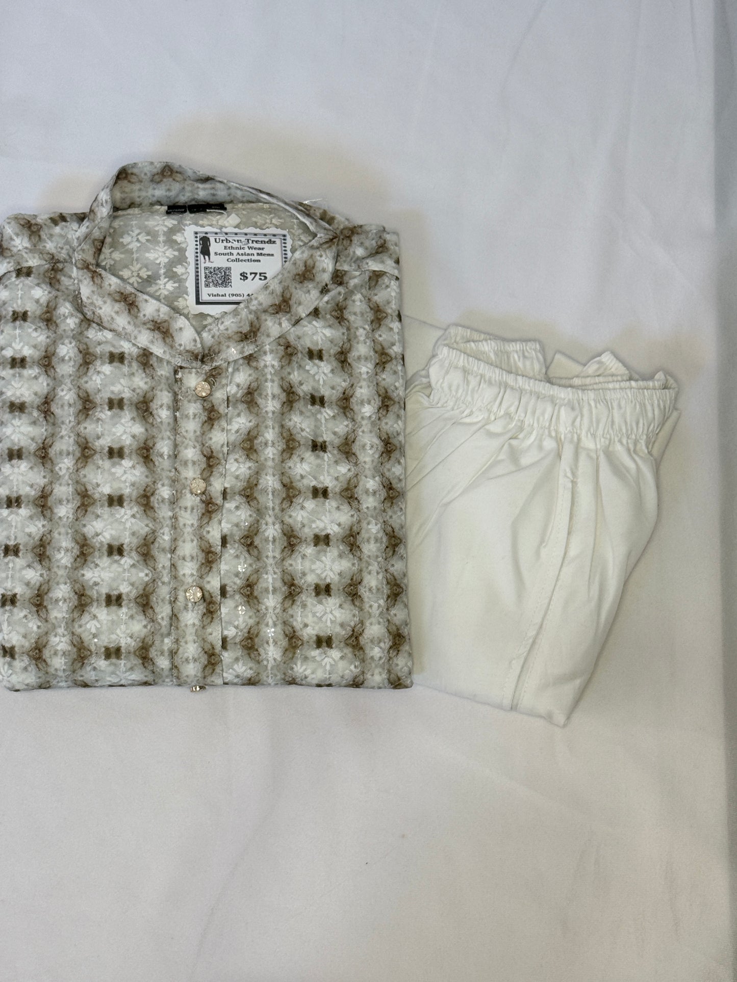 Tie-dye with chikankari, and sequins work Kurta with White Pajama