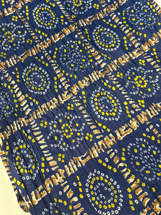 Navy Blue Chinon Fabric Crushed Dupatta