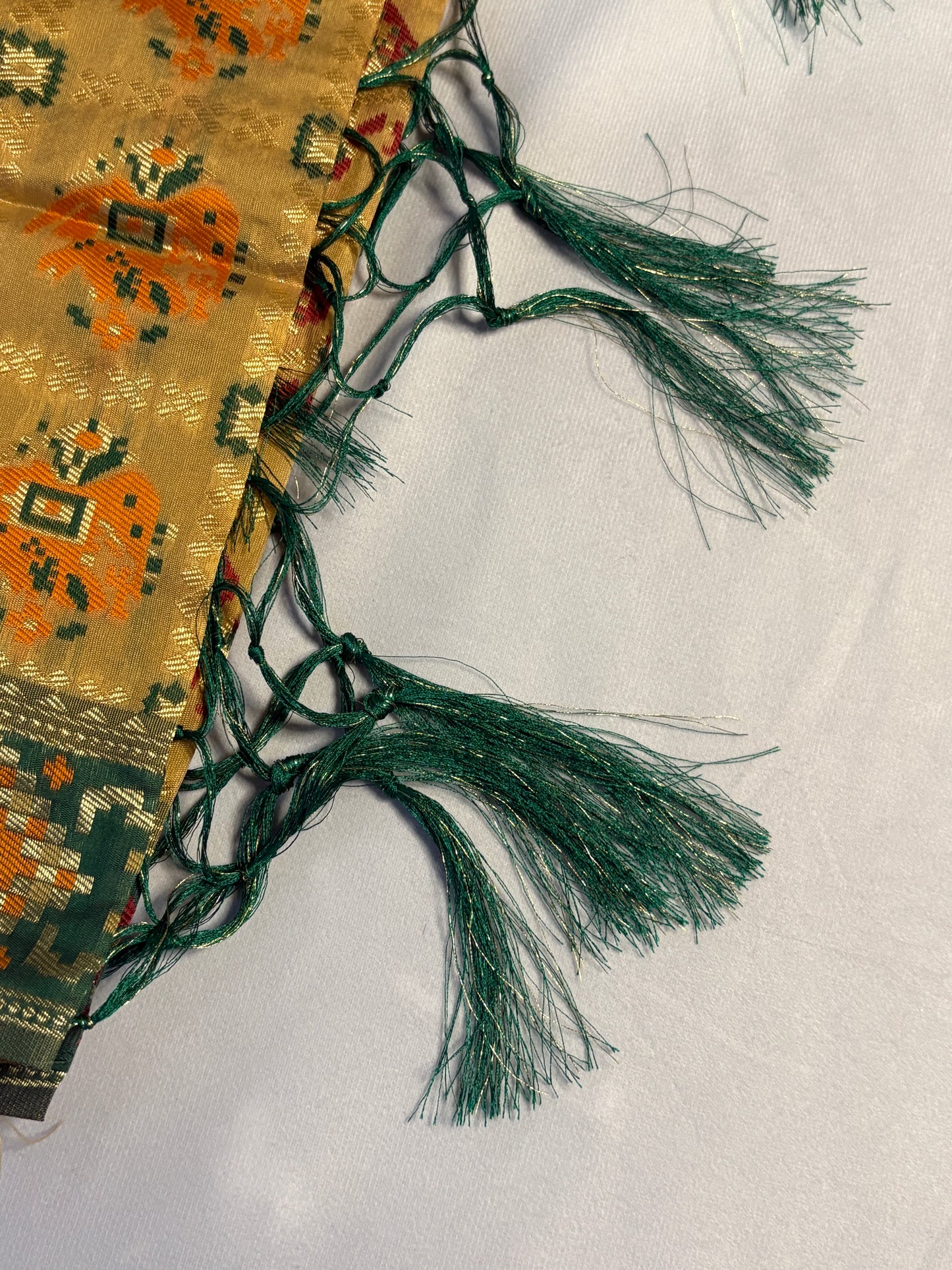 Banarsi Mustard Dupatta with Green Border