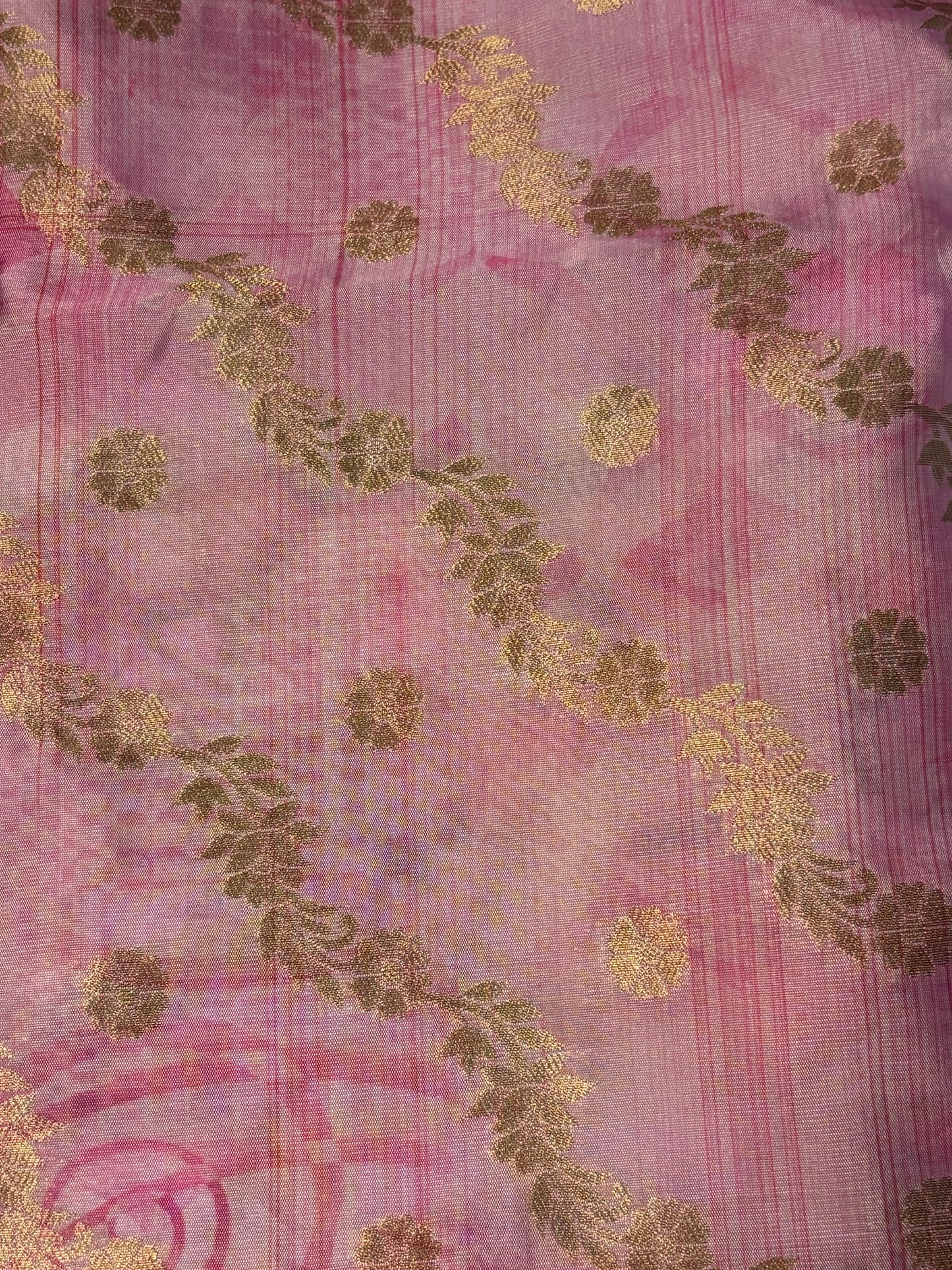 Pink Floral Digital Print Banarsi Dupatta