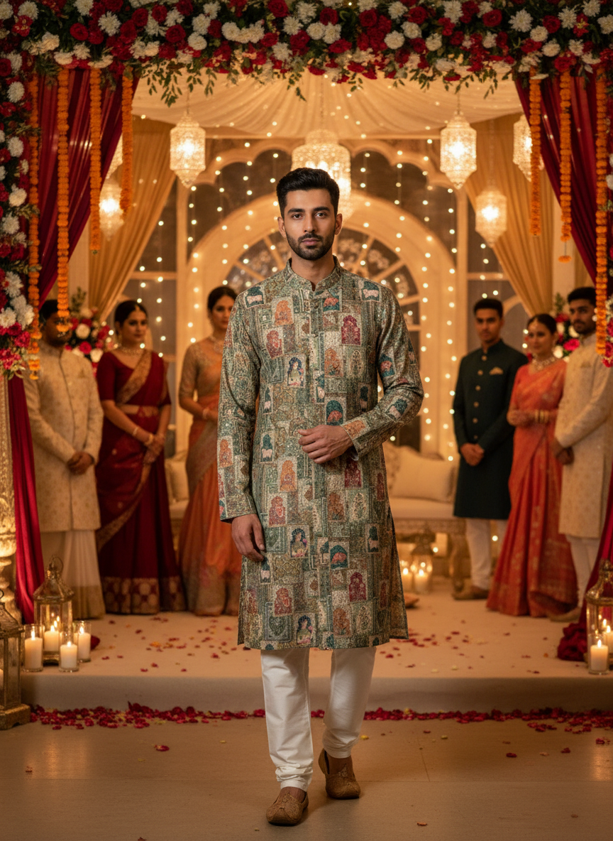 Premium Cotton Chikankari Kurta Pajama Set with Sequin Work