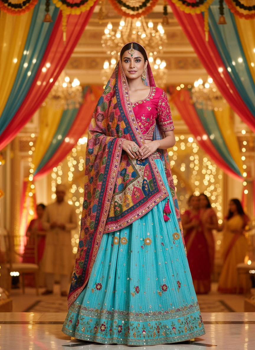 Lehenga at Indian wedding celebration