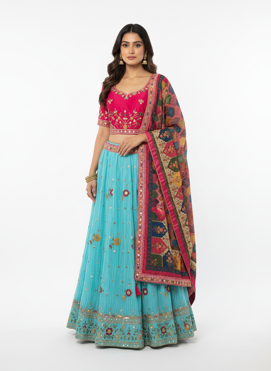 Lehenga on white background